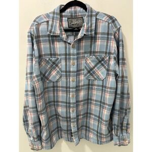 Brooklyn Cloth Mens Plaid Flannel Shirt Blue Pink Grey XL Button Down Pockets